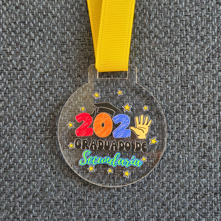 Medalla graduado de SECUNDARIA (puedes crear sets de 1, 5 o 10 medallas)