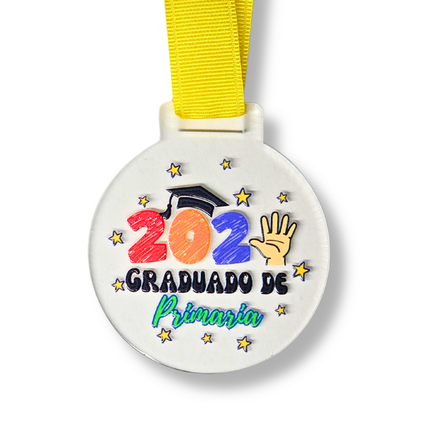 Medalla  graduado de PRIMARIA (puedes crear sets de 1, 5 o 10 medallas)
