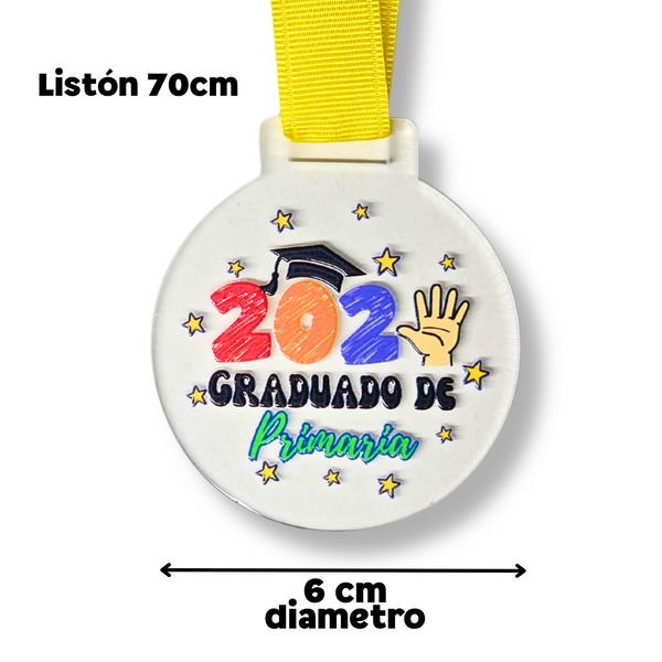 Medalla  graduado de PRIMARIA (puedes crear sets de 1, 5 o 10 medallas)