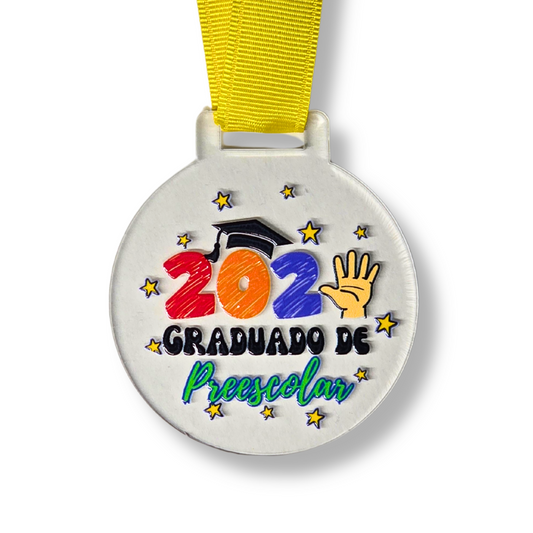 Medalla  graduado de PREESCOLAR (puedes crear sets de 1, 5 o 10 medallas)