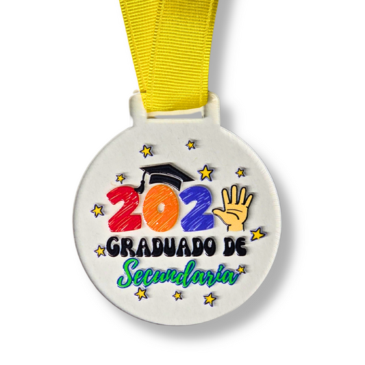 Medalla  graduado de SECUNDARIA (puedes crear sets de 1, 5 o 10 medallas)