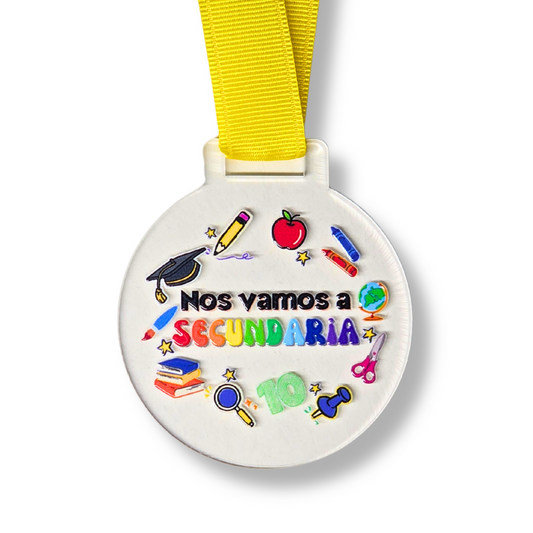 Medalla nos vamos a SECUNDARIA (puedes crear sets de 1, 5 o 10 medallas)