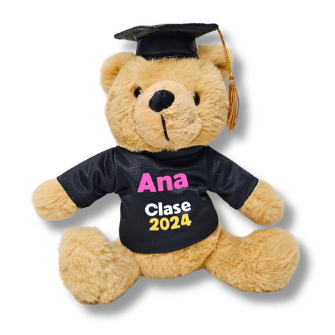 Oso de peluche personalizable para graduación con birrete