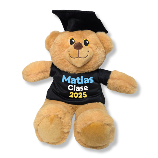 Oso de peluche personalizable para graduación con birrete