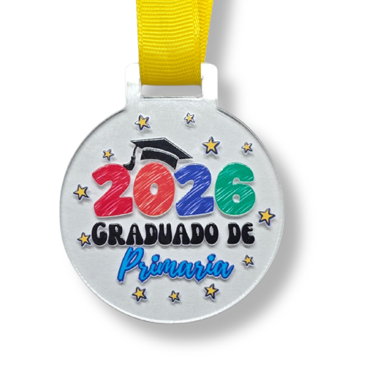Medalla  graduado de PRIMARIA (puedes crear sets de 1, 5 o 10 medallas)