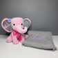 Set de Regalo Personalizado para Bebé: Peluche Elefante y Frazada con Nombre. Ideal para Bautizo y Recién Nacidos