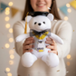 Oso de Peluche Blanco 30cm para Firmas: Graduación 2026 con Birrete y Medalla Grabada Personalizada