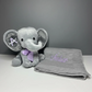 Set de Regalo Personalizado para Bebé: Peluche Elefante y Frazada con Nombre. Ideal para Bautizo y Recién Nacidos