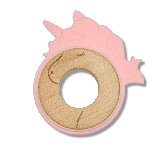 Mordedera unicornio silicon y madera