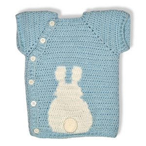 Suéter crochet conejo azul