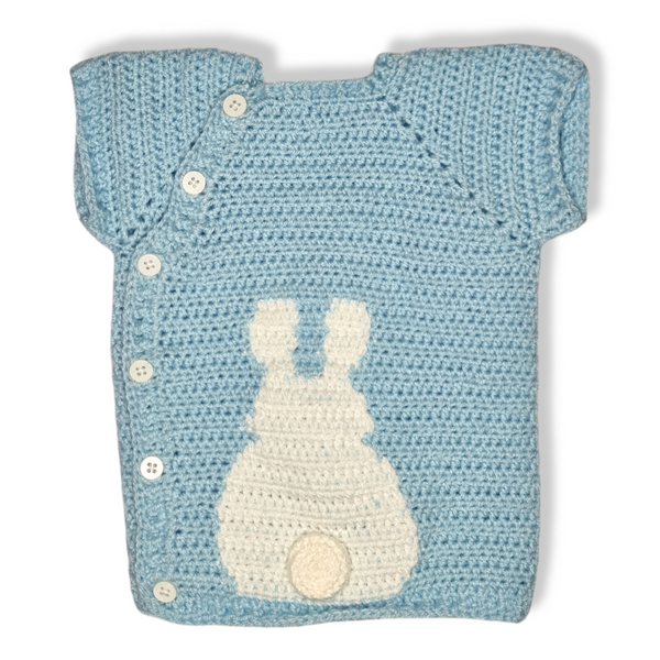 Suéter crochet conejo azul