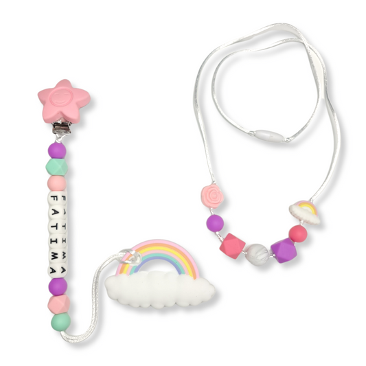 Set arcoíris con collar de lactancia